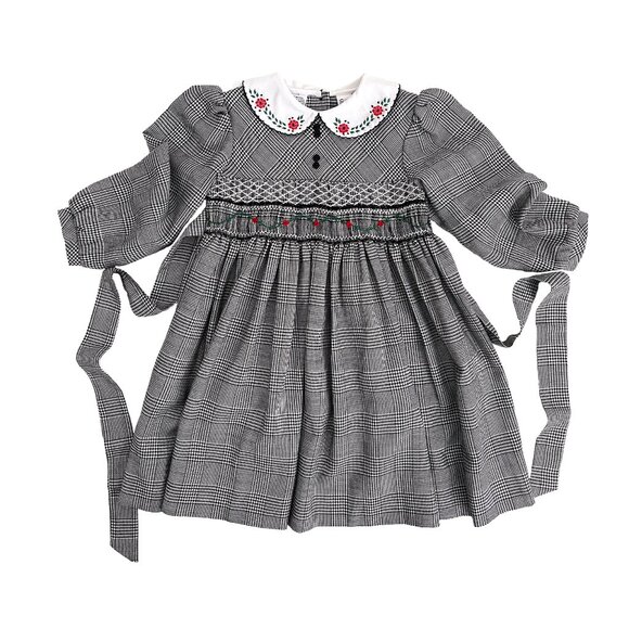 Black and White Plaid Hand Smocked 3 Toddler Dress NWOT Vintage Sarah Louise - Picture 1 of 6